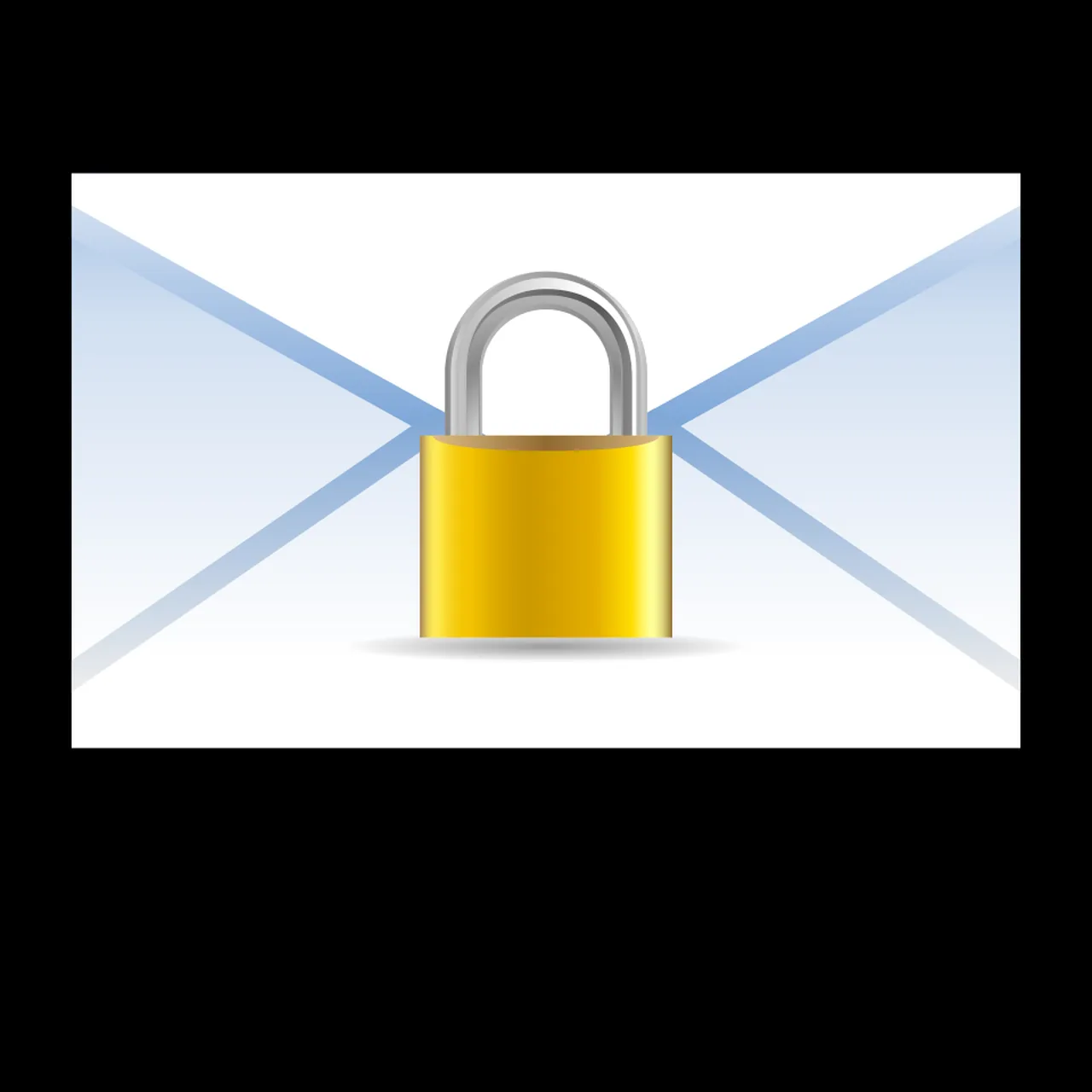 A blue email envelope secured with a gray padlock.