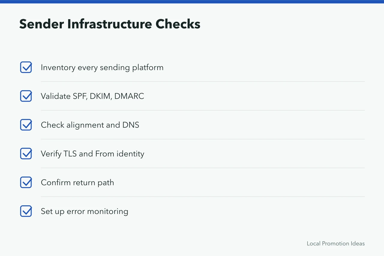 Checklist of sender authentication and DNS items to validate before sending (How to Improve Small Business Email Marketing: What to Know First)
